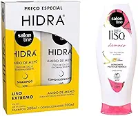 Salon Line, Kit Para Cabelos Lisos com Shampoo e Condicionador Hidra Liso Extremo + Defrizante Protetor Térmico Meu Liso Demais, Para Cabelos Lisos e Ondulados, 200 ml e 300 ml
