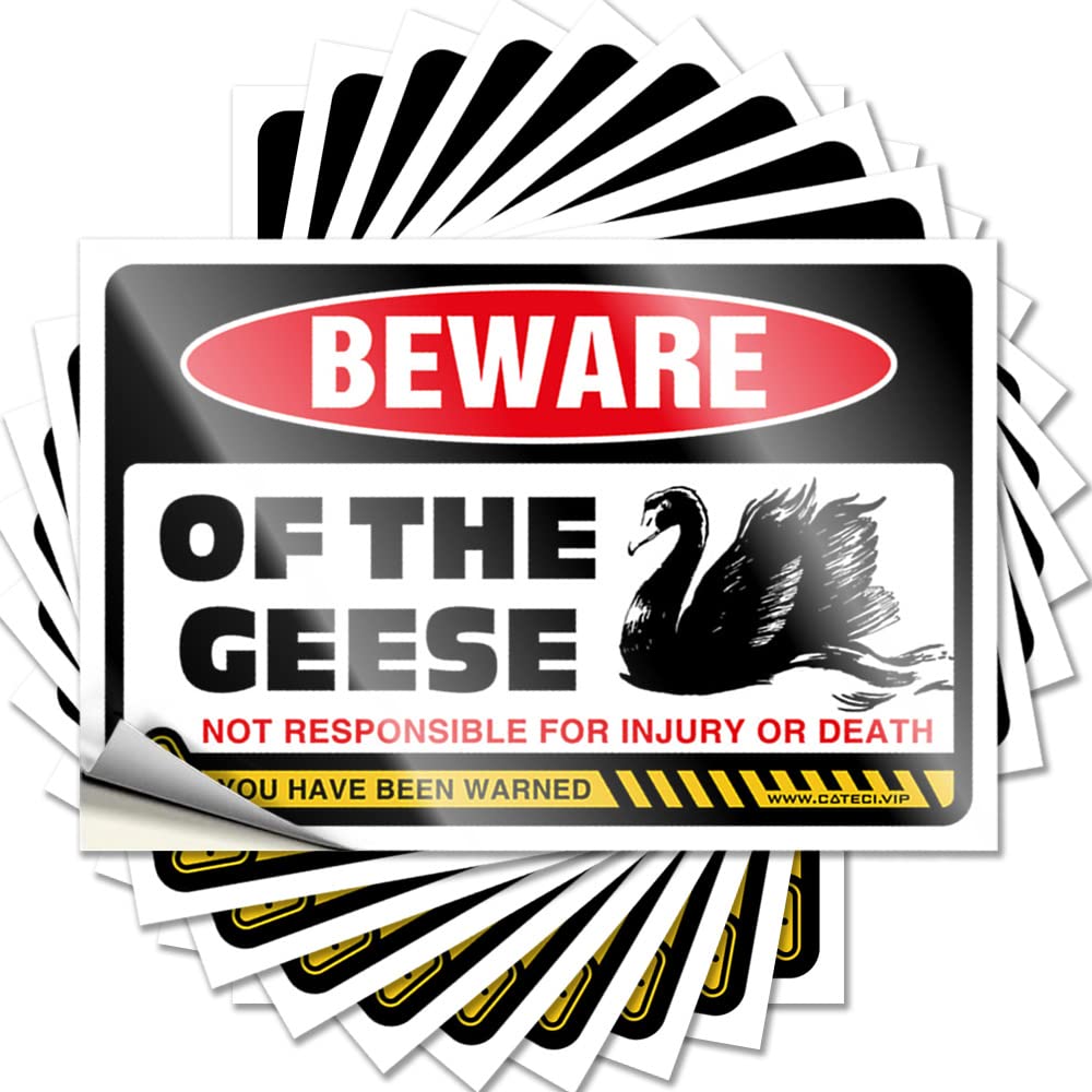 Tiki Custom Funny Sticker - Beware of Geese Removable Decal Hard Easy Peel for Double(6X9CM)