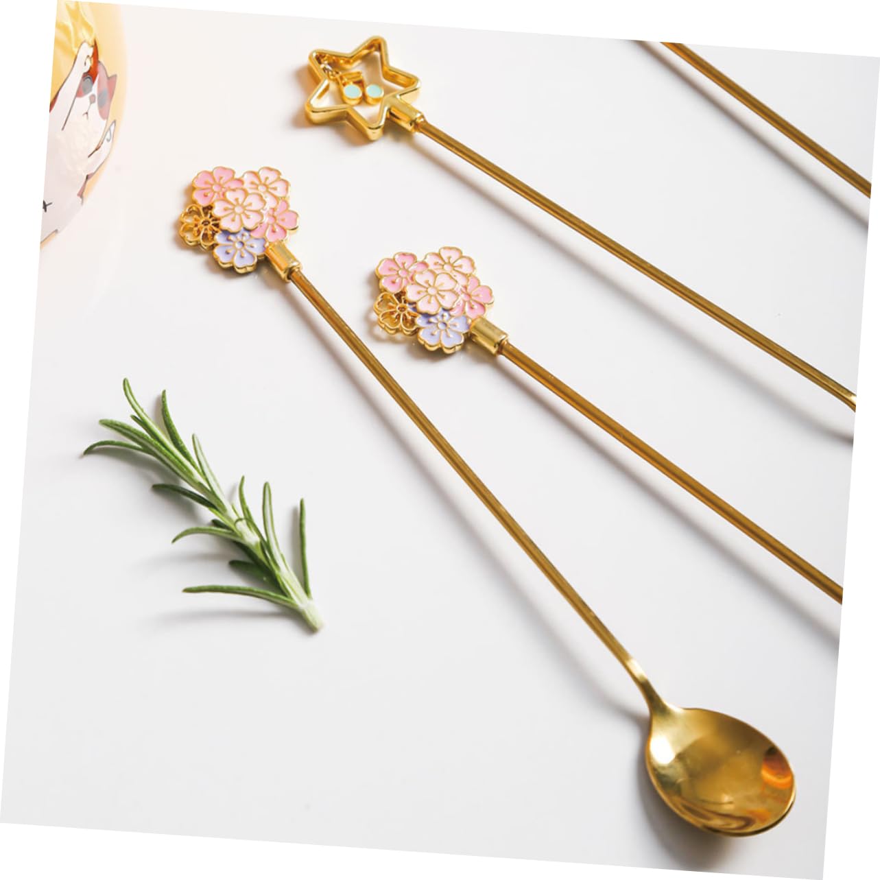 COLLBATH Lot De 4 Cuillères Et Fourchettes À Dessert Japonaises Pour Une Prise En Main Confortable Idéales Pour Le Café Le Thé La Soupe Etc