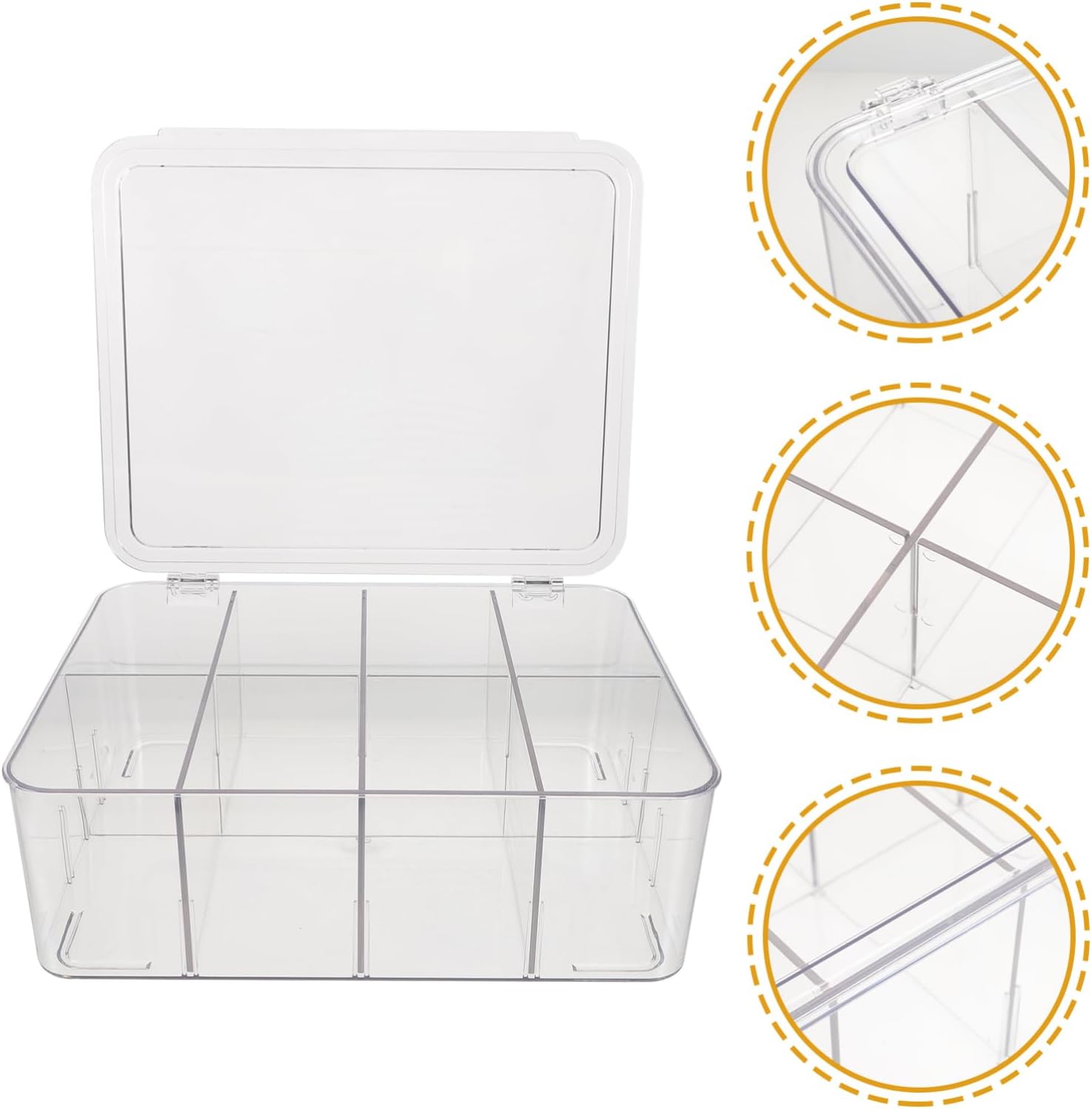 Clear Tea Bag Organizer Box with Lid Divided Storage for Tea Bags Coffee and Candies Versatile Compartment Container for Kitchen Home Office Smooth Edges for Safe Use