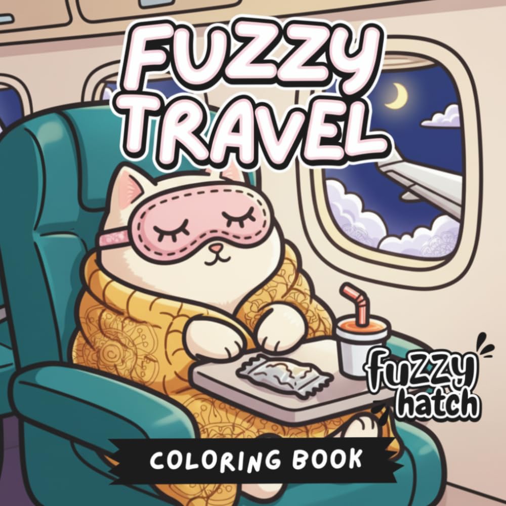 Fuzzy Travel - A Bold and Easy Coloring Book: Cute Animals on Adventures, Simple and Cozy Travel Scenes for Relaxation | Bold Lines for Adults, Seniors and Teens