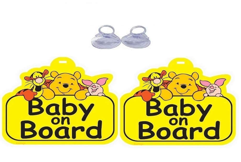 Baby On Board Pooh Windows Car Sticker (Pack of 2) (Size 14.5 x14.5cm)