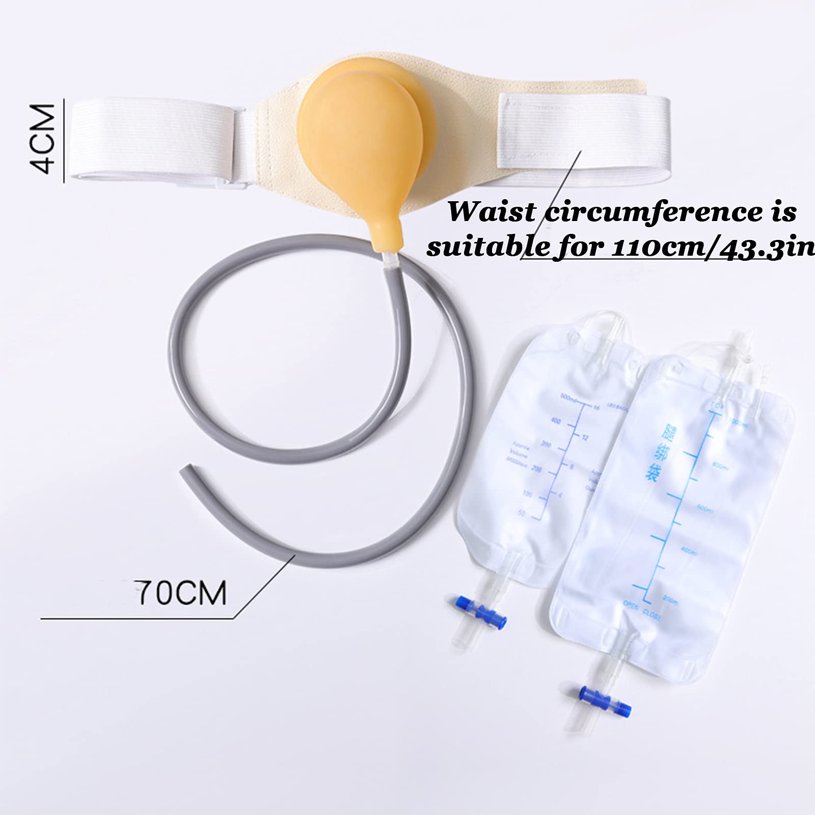 Cinturón de soporte for bolsa ostomía fija y previene la hernia paraestomal en pacientes con colostomía. Incluye 2 correas for las piernas