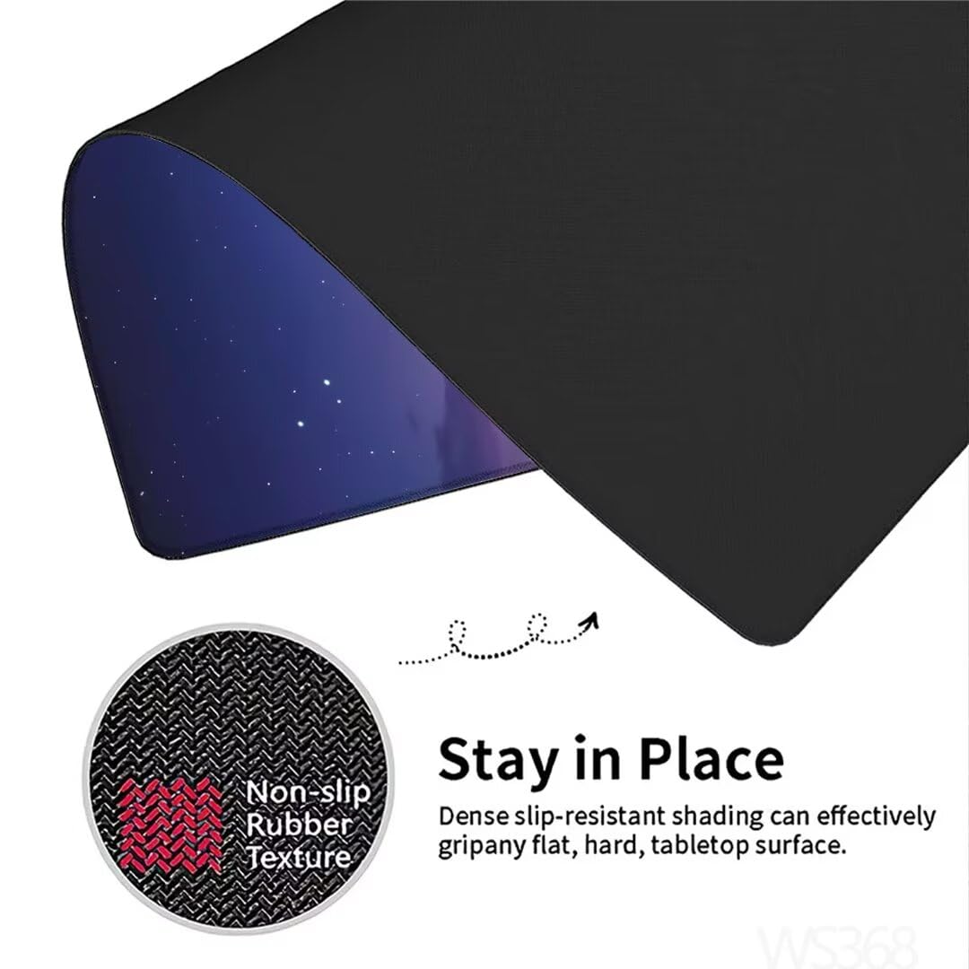 Alfombrilla Ratón XXL 1500x800x3mm, Alfombrilla Ratón Púrpura Alfombrilla Escritorio, cielo estrellado Alfombrilla Raton, con Superficie Base de Goma Antideslizante, Alfombrilla Ratón Gaming WS-368