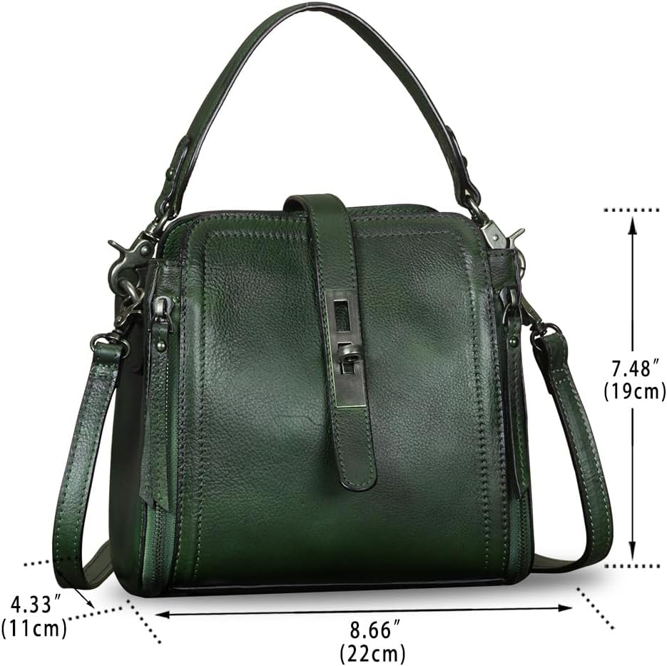 Genuine Leather Handbag for Women Vintage Handmade Satchel Crossbody Purse with Removable Top-Handle Strap | Genuine Leather, Vintage, Handmade, with Removable, Top-Handle, Strap - Image 4