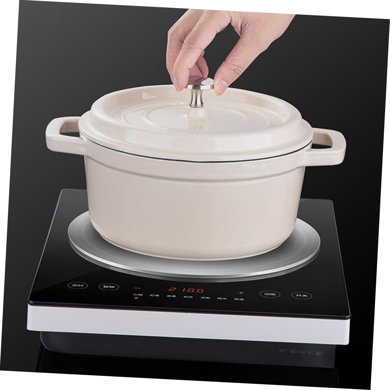 Difusor De Calor Inoxidable para Cocina De Inducción y Gas Placa Adaptadora Mango para Olla y Sartén