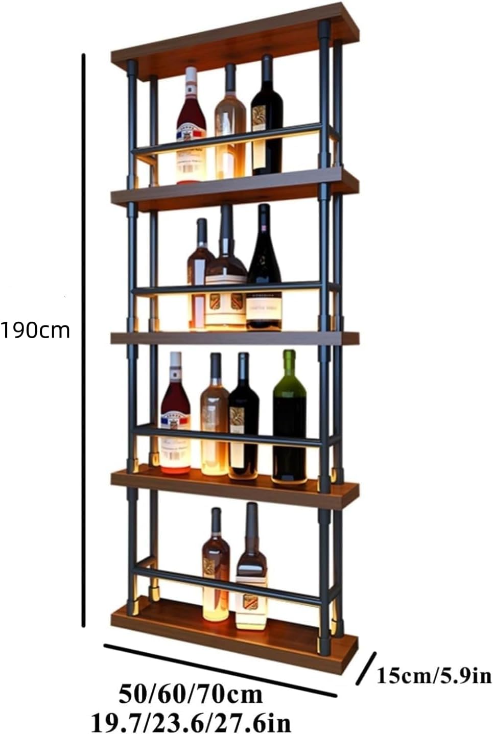 Lake key 酒棚 ディスプレイ ウイスキー 棚 鉄骨と天然の実木を組み合