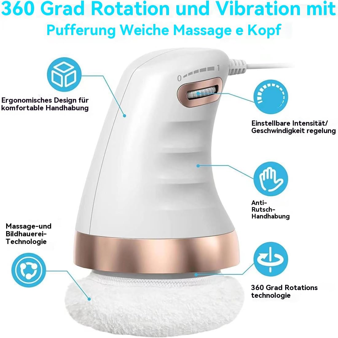 Vibrationsmassagegerät zur Hautstraffung, Anti-Cellulite & Muskelentspannung – kabellos & ergonomisch mit 3 Intensitätsstufen – ideal nach dem Sport, zuhause & unterwegs – für Frauen & Sportler