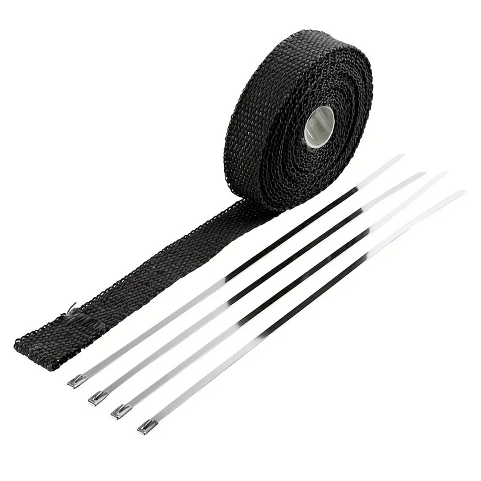 Motorcycle pipe cover Motorcycle Thermal Tape Fiber Exhaust Pipe Insulation Film Car Heat Wrap Muffler Shield With Stainless Steel Ties Motorcycle Heat shield(Black)