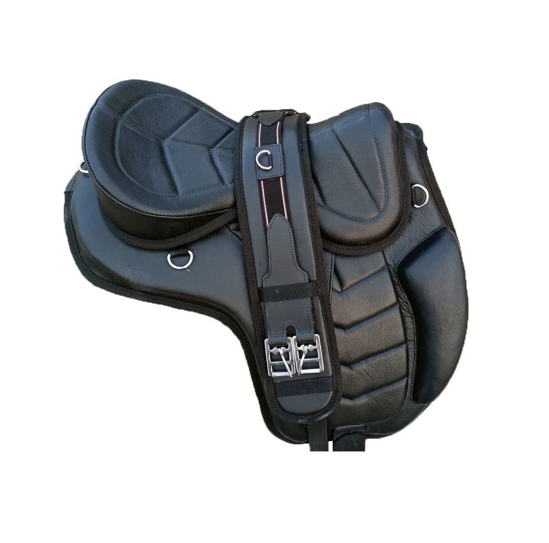Sella morbida in pelle di cavallo freemax marrone da 12 pollici a 18 pollici con cinturino abbinato