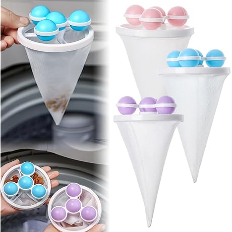 Laundry Lint Mesh Filter for Washing Machine, 3-Pack Reusable Hair Remover Filter Bags