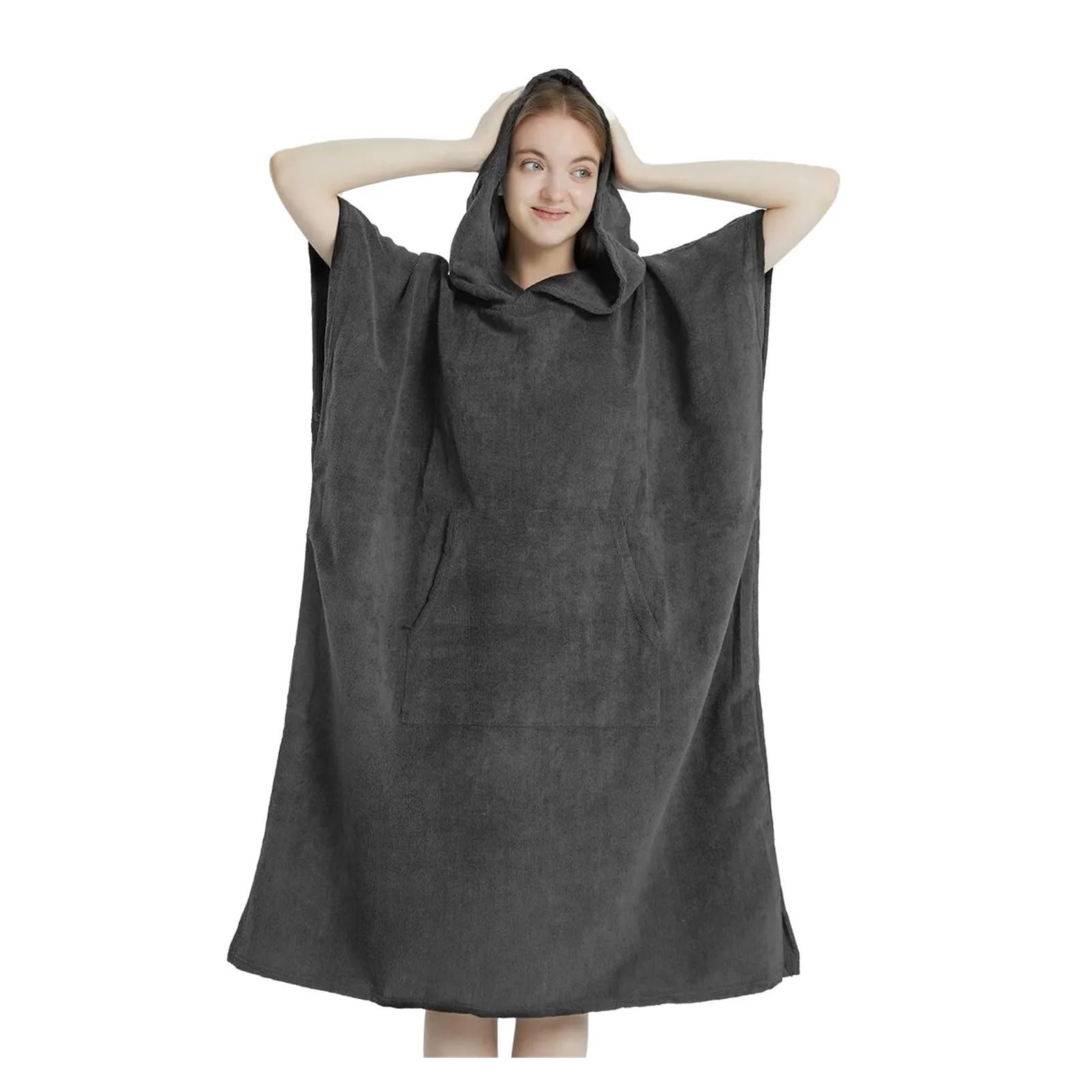 Asciugamano poncho ad asciugatura rapida, accappatoio da spiaggia in microfibra per adulti, poncho per cambio per nuoto ed esercizio fisico