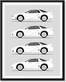 Mitsubishi 3000GT Inspired Poster Print Wall Art Handmade Decor of the Mitsubishi 3000GT VR4 Generations History Evolution (16x20" (Unframed) Metallic Print)