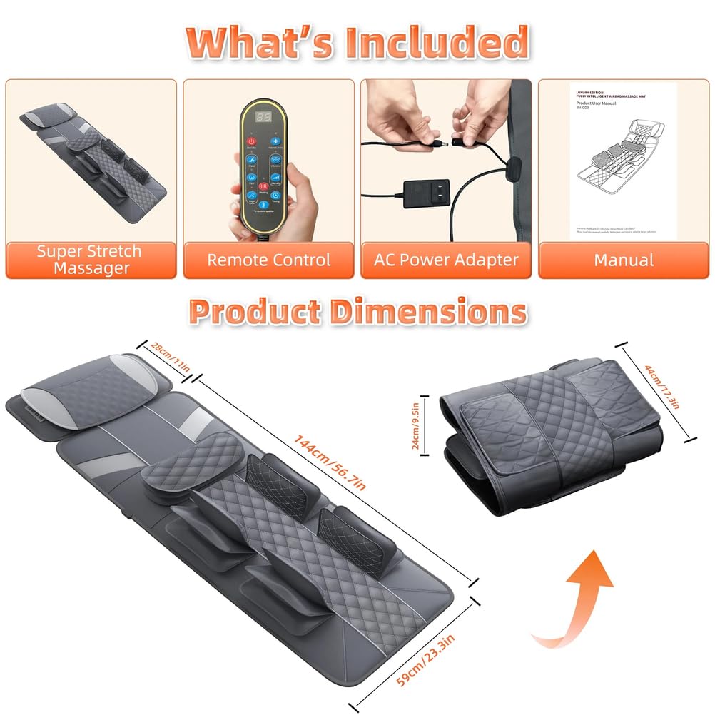 Colchón de Masaje de Calentamiento y vibración, cojín de Masaje Completo Sistema de Masaje Triple SPA Shiatsu, Vibración, Termoterapia para aliviar el Dolor