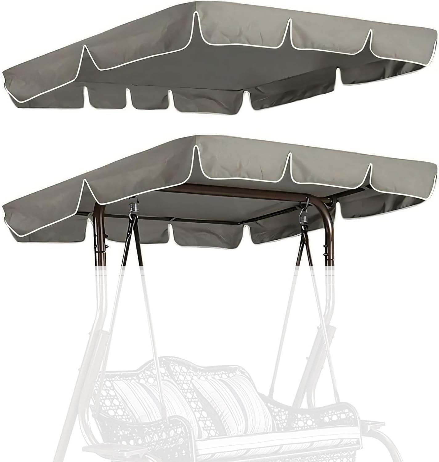 Porch Swing Canopy 3 Seater Waterproof Swing Top Cover Garden Swing Seat Canopy Cover Patio Swing Canopy Awning for Outdoor Garden Yard Park Porch Seat Furniture ( Color : Khaki , Size : 66"x 45" )
