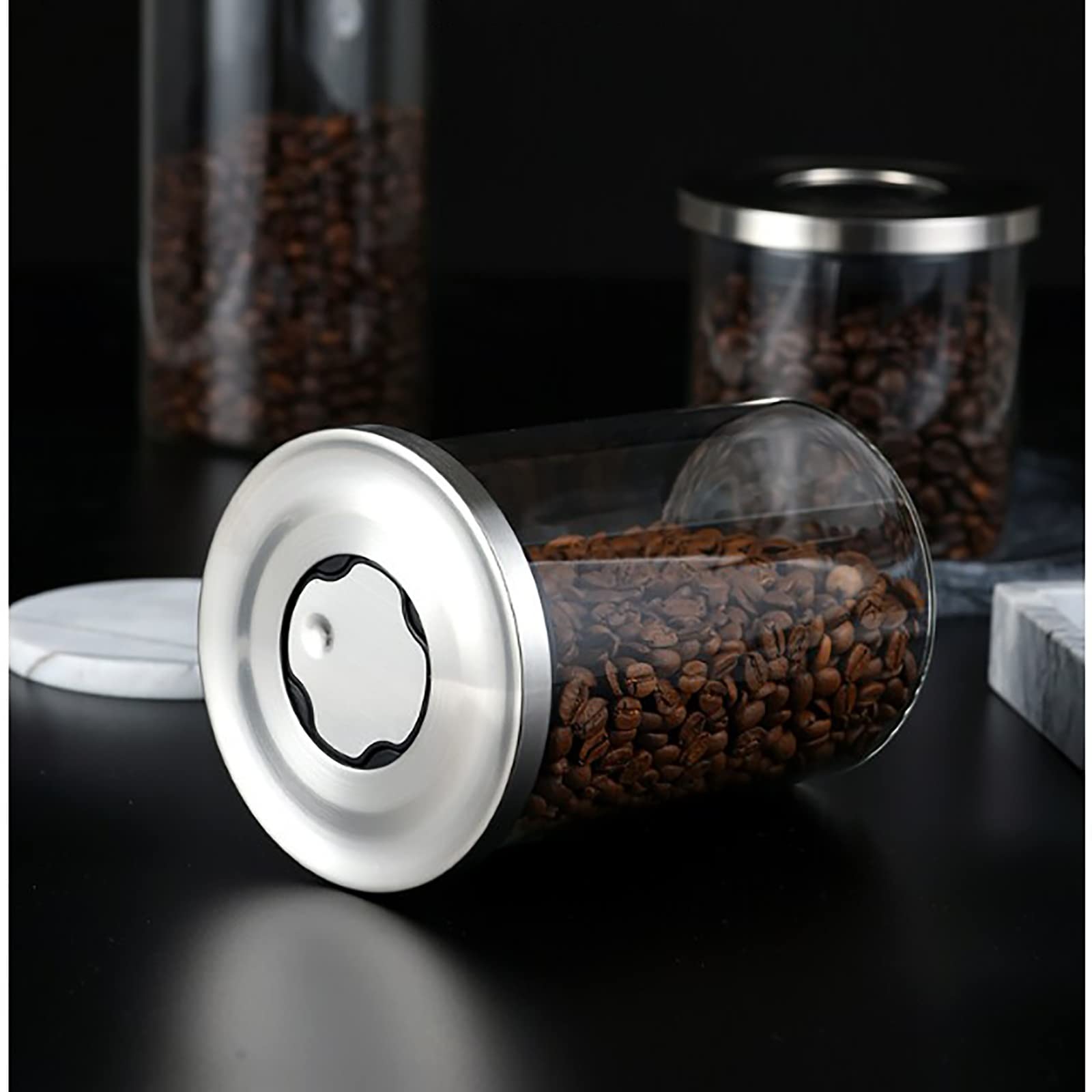 Luftdichte Glasaufbewahrung for Lebensmittel, Vorratsdose, Kaffeebehälter, luftdichte Dosen, Kaffeedosen, Kaffeepulver, Kaffeebohnen-Aufbewahrungsdosen, Snacks, Trockenfrüchte, luftdichte Glasaufbewah