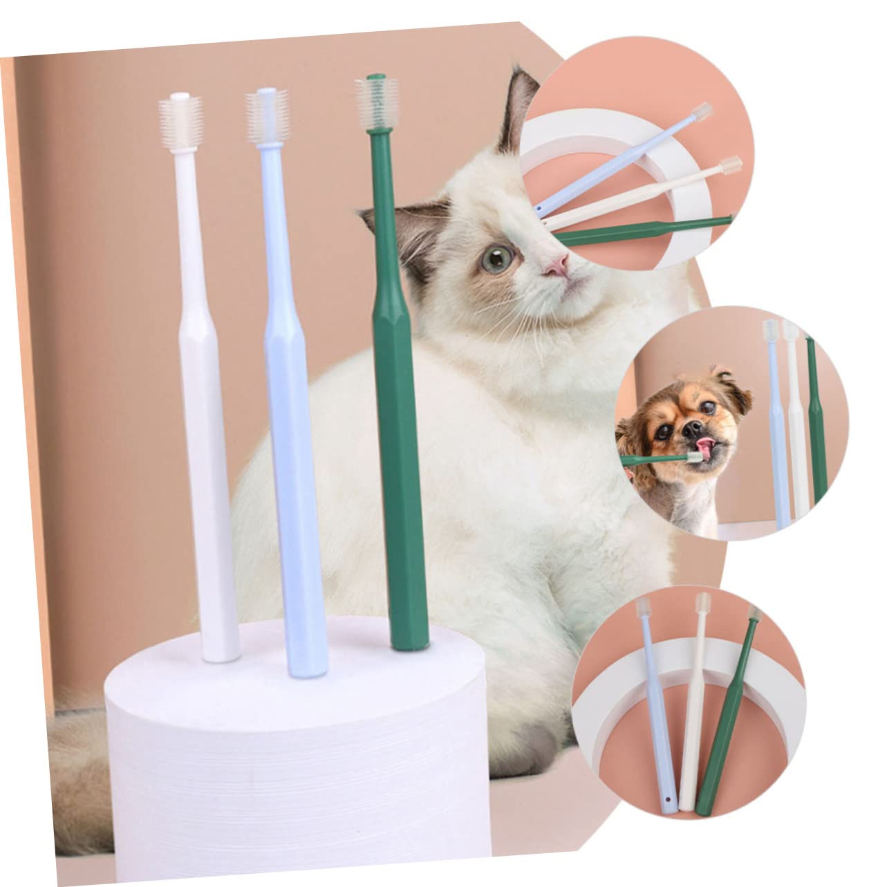 POPETPOP 12stücke Teiliges Für Haustiere Zahnbürste Für Katzen Und Hunde Ergonomischer Griff Tiefenreinigende Bürstenköpfe Für Gesunde Mundhygiene Leicht Und Langlebig