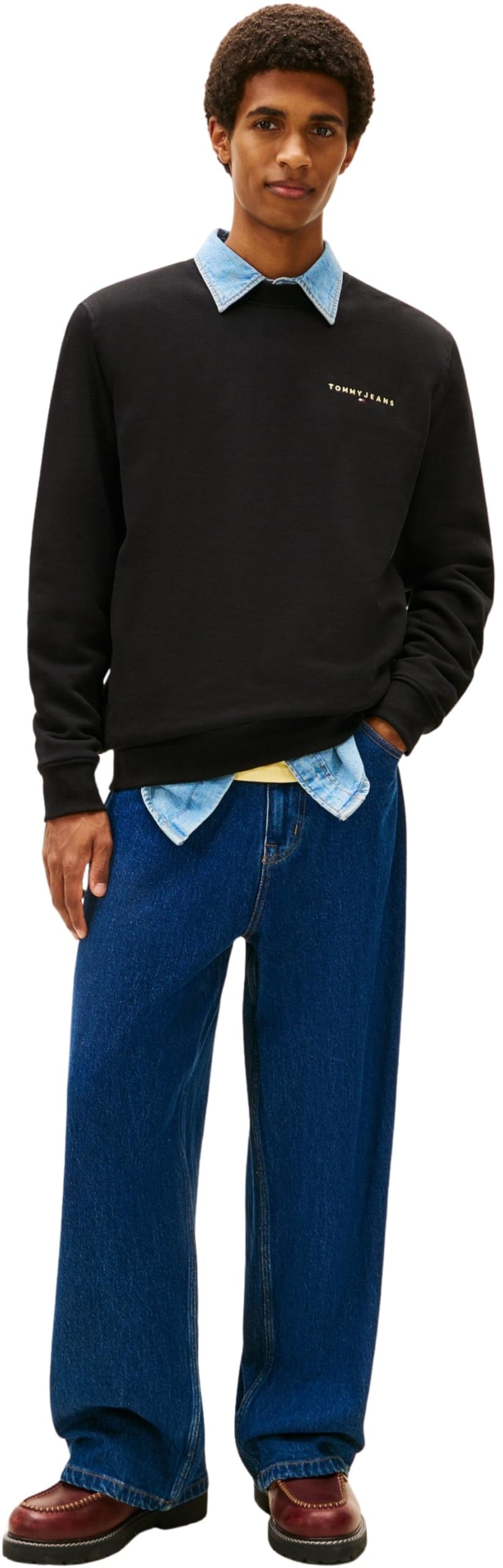 Tommy Jeans Tjm Reg Linear Crew Ext Dm0dm20249 Felpa Pullover Uomo (Pacco da 1)