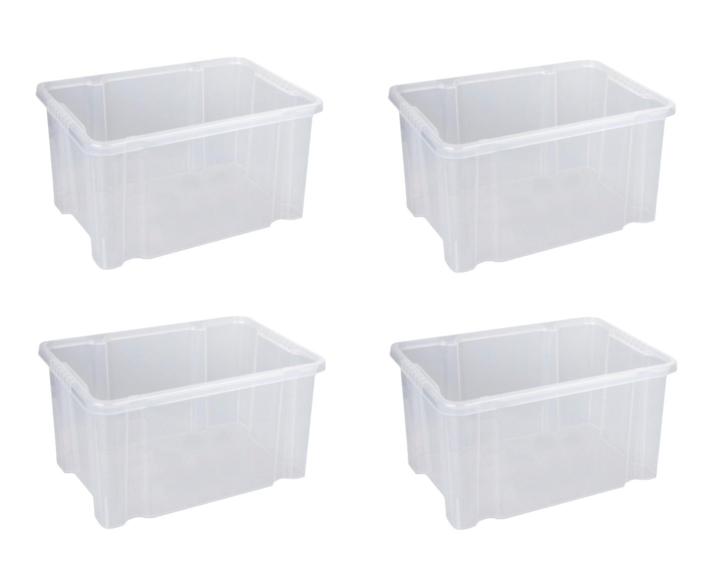 ARTECSIS 4 x Aufbewahrungsboxen aus Plastik 27L 44 x 35 x 24 cm, Drehstapelbox, Eurobox, stapelbar (4, mit Deckel)