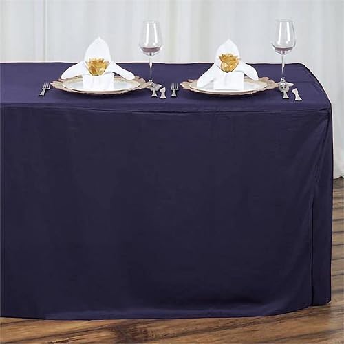 Miniatura 5 de BalsaCircle Mantel de poliéster ajustable azul marino de 6 pies para bodas, fiestas, eventos, mantelería