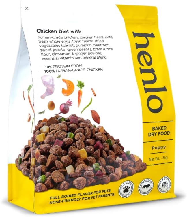 - Baked Dry Dog Food for Puppies | 3 KG | 100% Human-Grade Ingredients | Nutritionally Balanced Healthy Dog Food | Chicken Flavour | Suitable for All Breeds