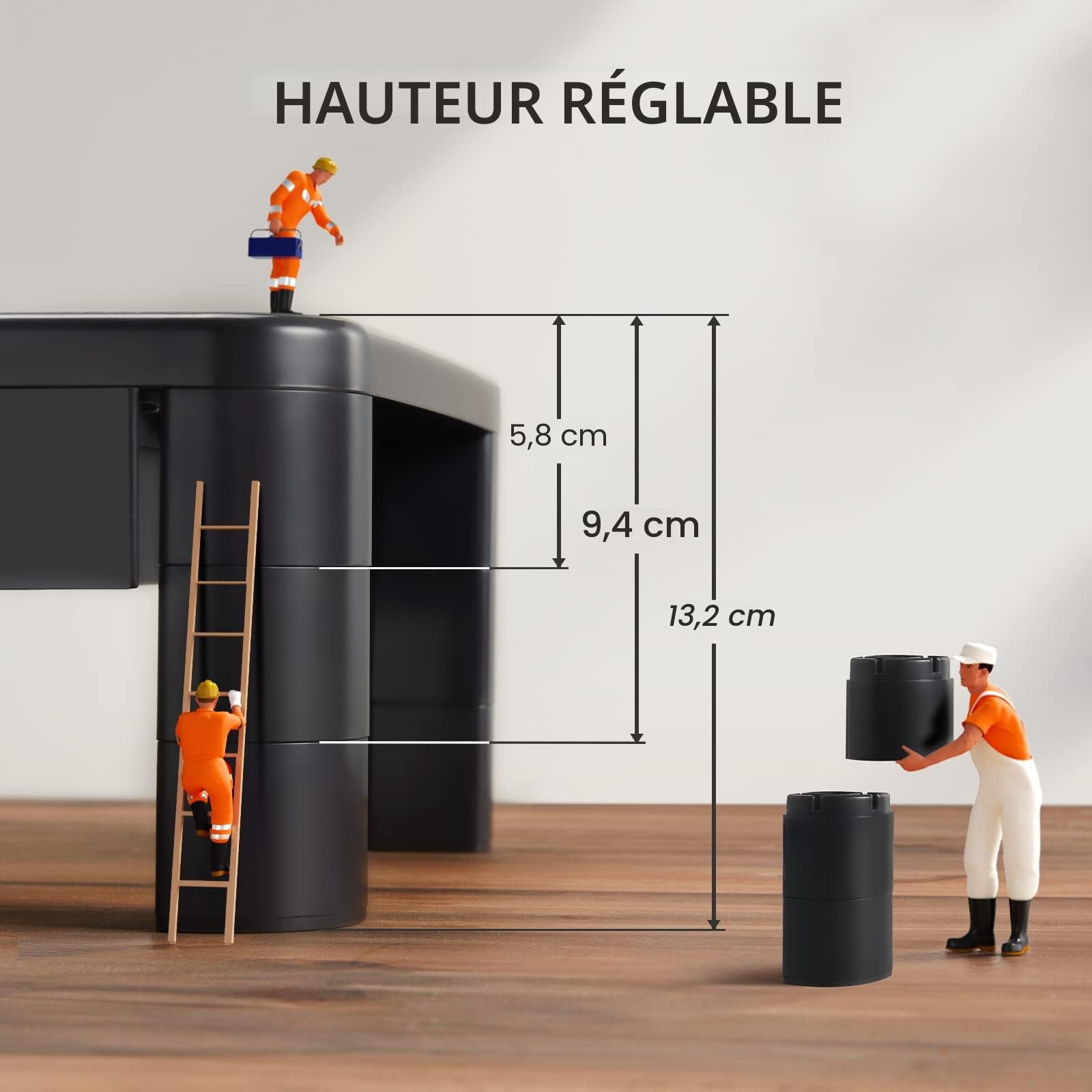LORYERGO Support de Moniteur 3 Hauteurs Réglables Rehausseur Ecran 20KG Plastique