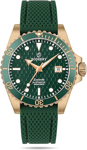 BODERRY Relojes de buceo automáticos japoneses originales para hombre, caja de bronce con cristal de zafiro, reloj de pulsera mecánico impermeable