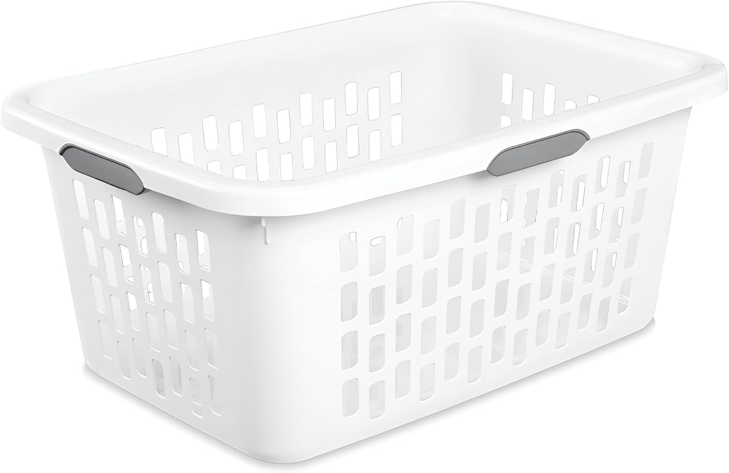 Sterilite Laundry Basket, Plastic Clothes Hamper, Large Rectangle Bin with Comfort Grip Handles and Reinforced Rim, 2 Bushel Capacity, White, 24 Pack