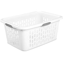Sterilite Laundry Basket, Plastic Clothes Hamper, Large Rectangle Bin with Comfort Grip Handles and Reinforced Rim, 2 Bushel Capacity, White, 18 Pack