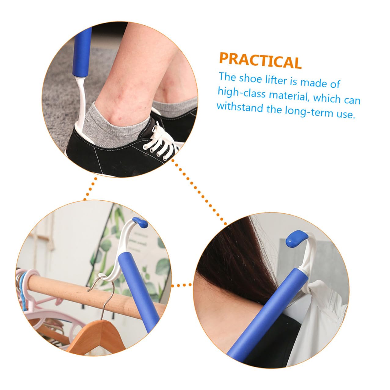 2 Bastones de Vestir Profesionales y Calzadores Auxiliares Ligeros y Portátiles para Facilitar el Calzado, Diseño Ergonómico para Personas Mayores y Discapacitadas Hogar