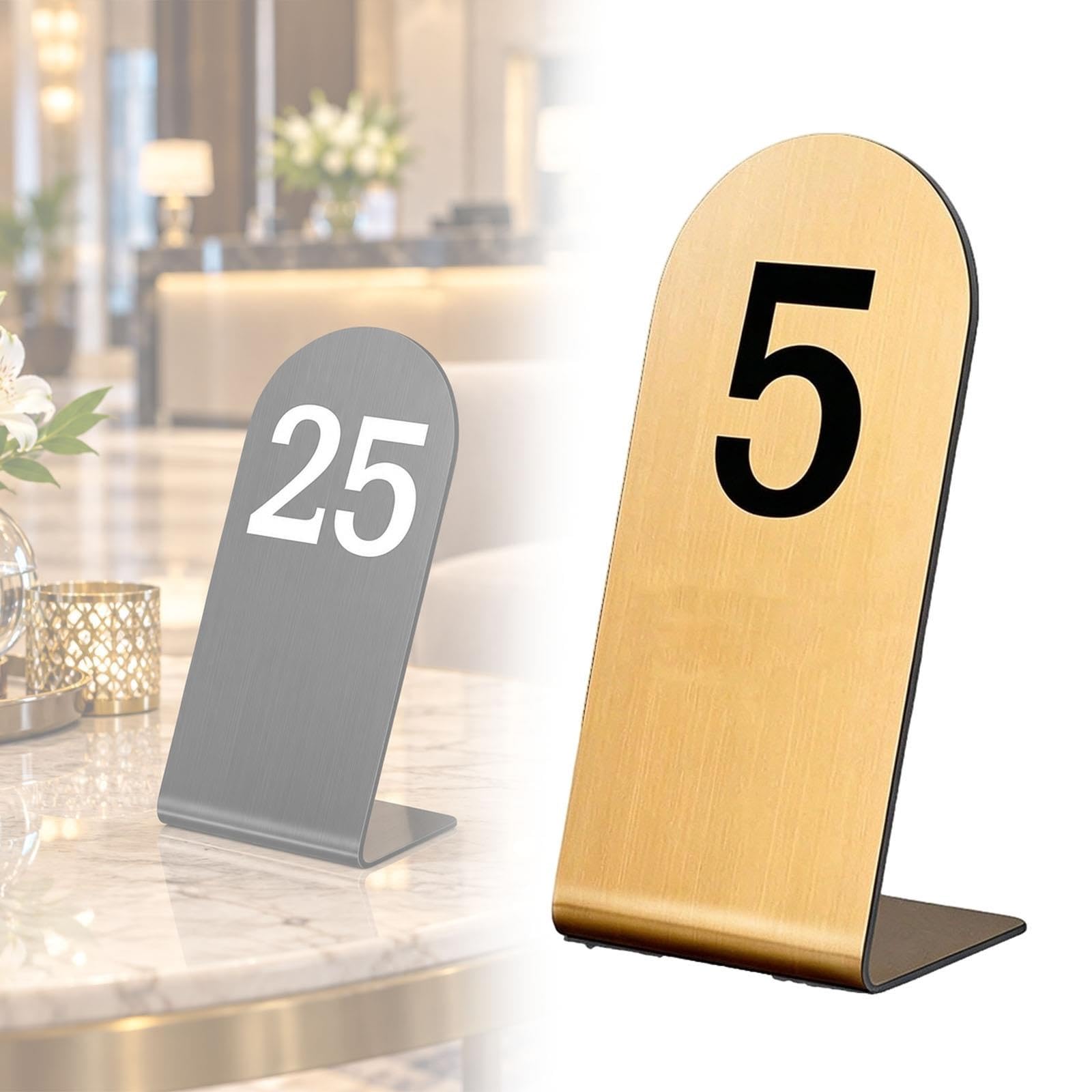 Numeri Per Tavoli In Piedi In Acciaio Inossidabile Per Matrimonio, 1-5 1-10 1-30 1-100 Segni Numerici Riutilizzabili Per Matrimonio(Gold-1-100,L 13 CM)