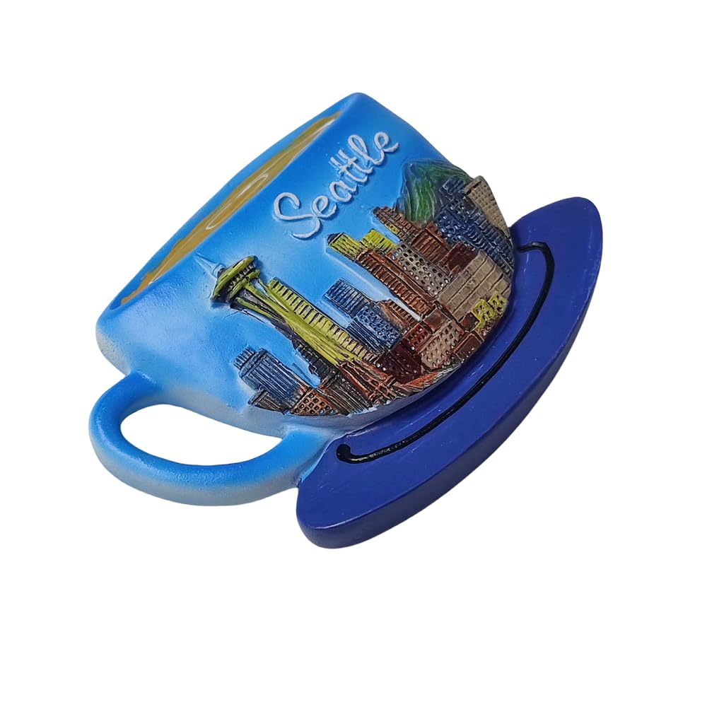 Calamita Da Frigorifero 3D A Forma Di Cuore – Souvenir Seattle Coffee USA, Poliresina, 7x6 Cm, Decorazione Da Viaggio
