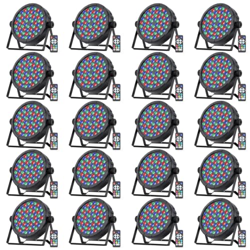 Image of RGB Stage Par Lights 60 LED Uplights, Remote 7CH DMX512 Auto Sound Activated Uplighting Indoor, DJ Lights for Parties Event Wedding Club Church Band Stage Lighting(20 Pack)