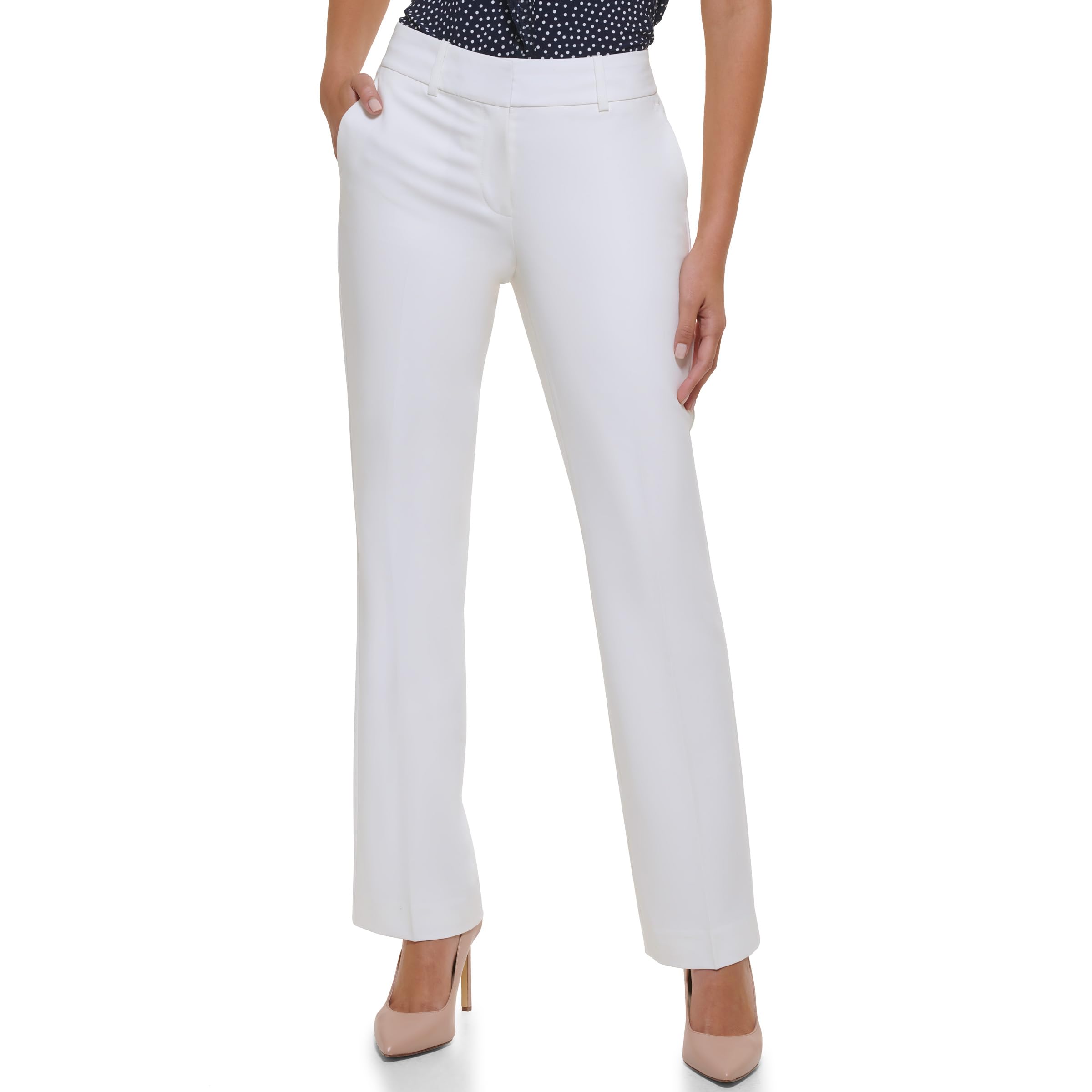 Tommy Hilfiger Womens Womens Sutton Dress Pants-Business Casual Outfits for Suit Pants Ivory 16 US