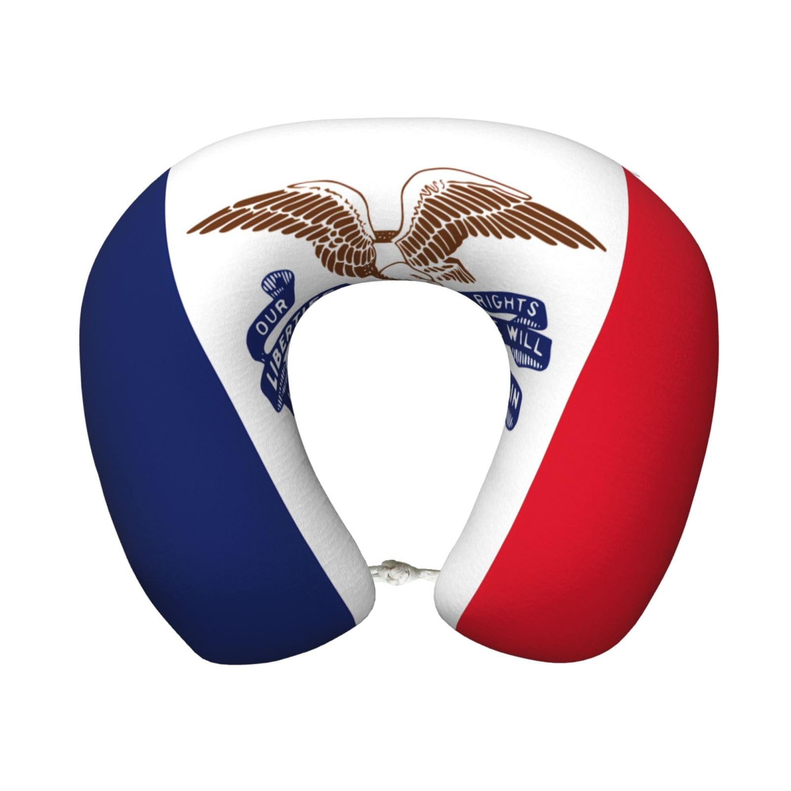 peiyeety Comfortable Iowa State Flag Print Memory Foam Travel Pillow - U-Shaped Neck Support for Trips, Office Naps, and More