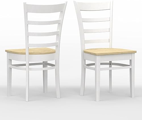 Miniatura 6 de Glenwillow Home Sillas de comedor de madera maciza con respaldo de listones en blanco (juego de 2)