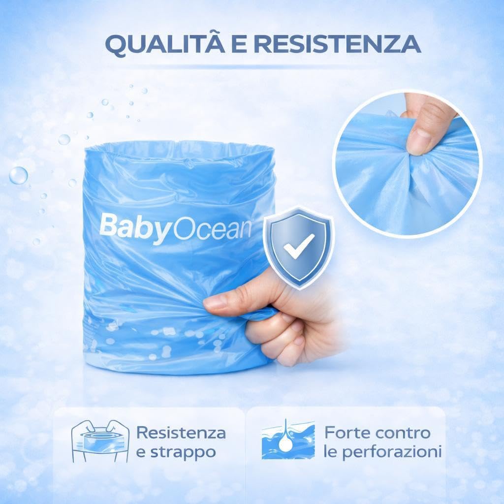 Sacchetti Profumati BabyOcean Ricarica Compatibile Angelcare Foppapedretti Litter Locker II, Multi-strato Anti Odore, 8 Pezzi