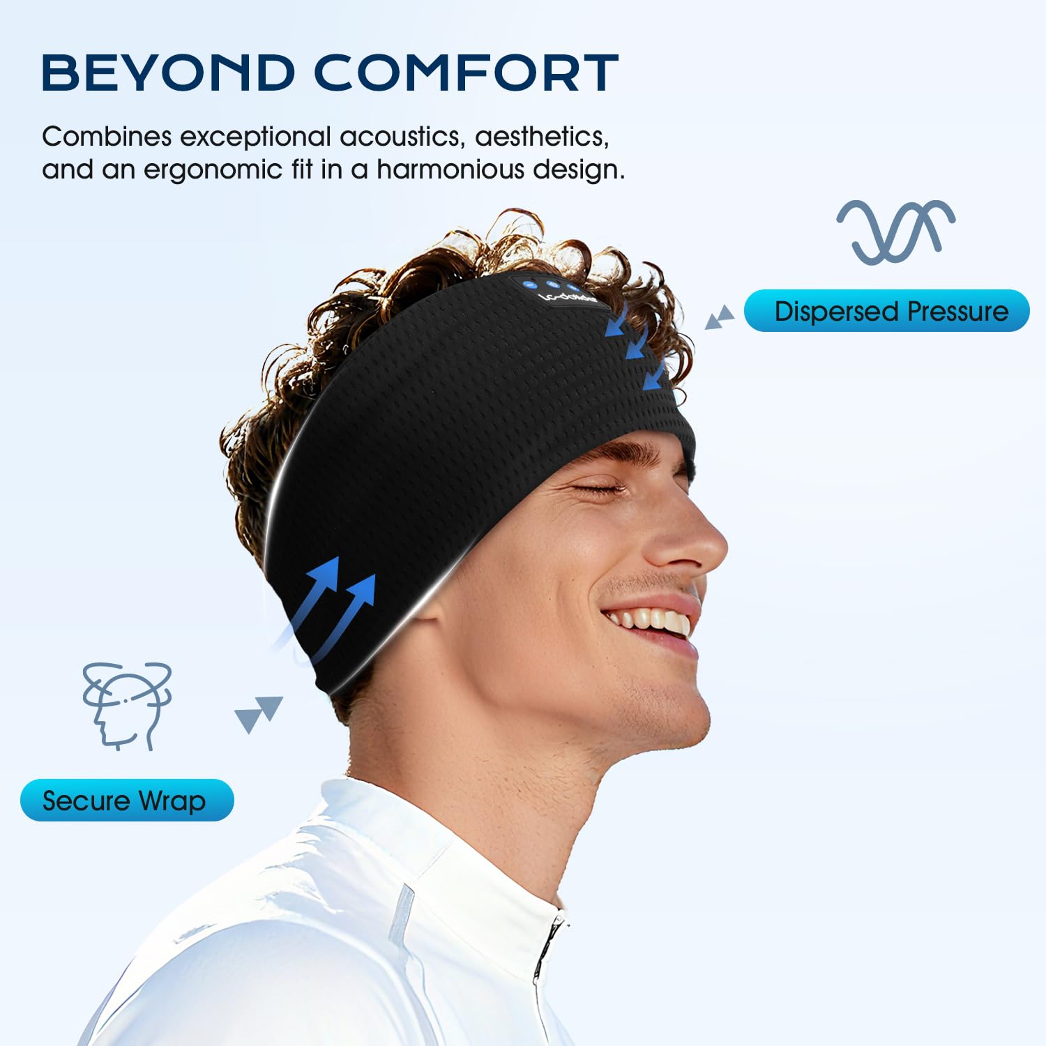 LC-dolida Cuffie Bluetooth con Archetto per Dormire e Sport, Fascia per Cuffie Sportive Maschera del Sonno, Fascia Musicale per Sportivo, Jogging, Yoga, Viaggio, Argento