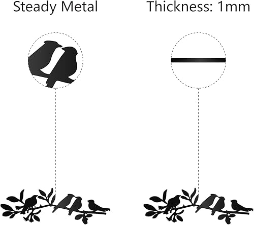 Miniatura 3 de CREATCABIN Arte de pared de metal con diseño de pájaros en rama, escultura para colgar, letrero decorativo de hierro con 4 pájaros, arte de pared,