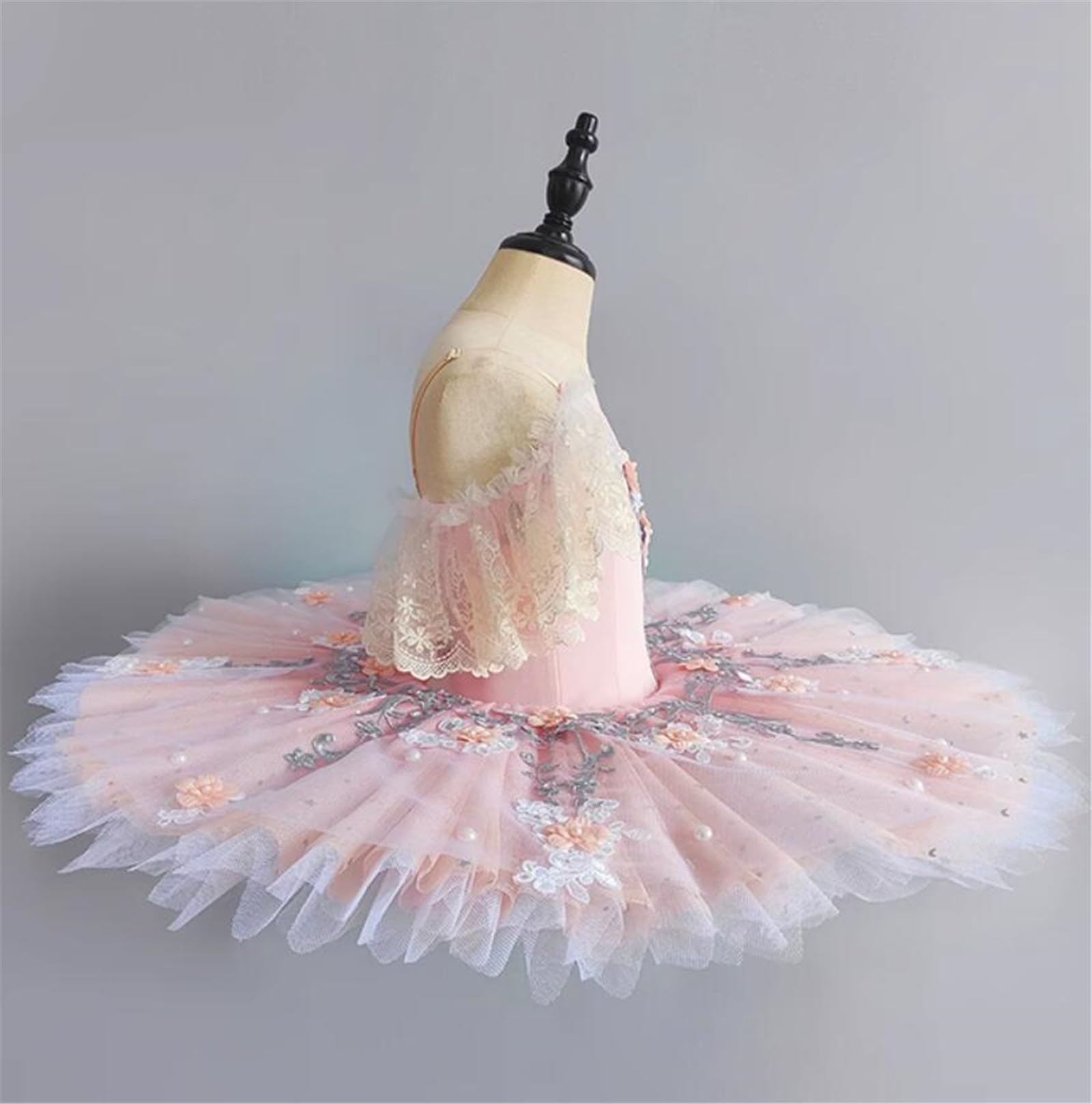 OTMYIGO Vestido de tutú de Ballet Profesional para niñas, Traje de Competencia de Baile de Escenario de Bailarina de Fiesta de Lago de los cisnes de panqueque para Mujeres de niños