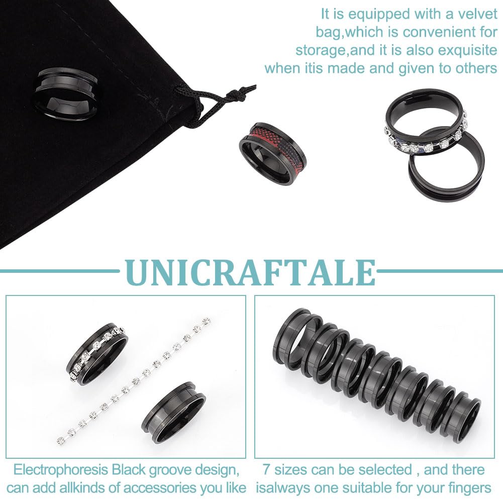 UNICRAFTALE 16 pz Anello Arcobaleno Vuoto Misura 6-13 Anello Scanalato in Acciaio Inossidabile Anello Vuoto Rotondo per Anello Intarsio Creazione di Gioielli Regalo