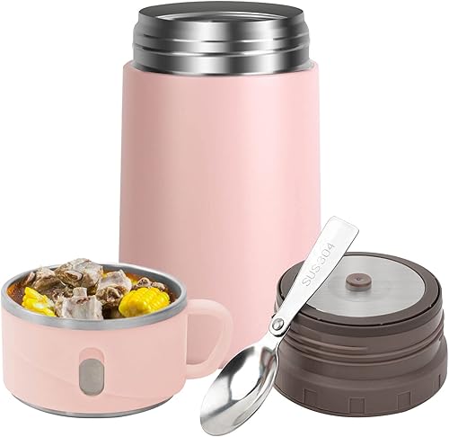 Moffeio Termo de alimentos de 27 onzas con aislamiento al vacío con cuchara para adultos, tarro térmico a prueba de fugas para escuela, oficina,