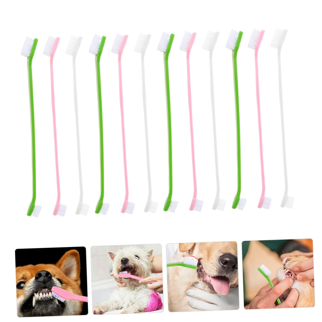 BESPORTBLE Ergonomic Dual-Head Pet Toothbrush for Puppy and Small Dog Teeth Cleaning Brush