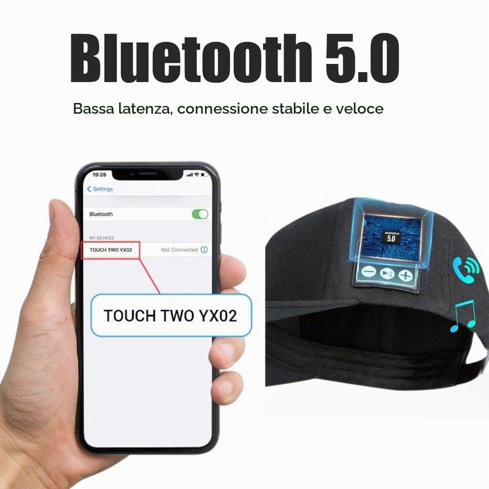 Alomejor Cappello da Baseball con Altoparlante Bluetooth, Cappello Elegante per Uomo Donna Sport all'Aria Aperta Fitness