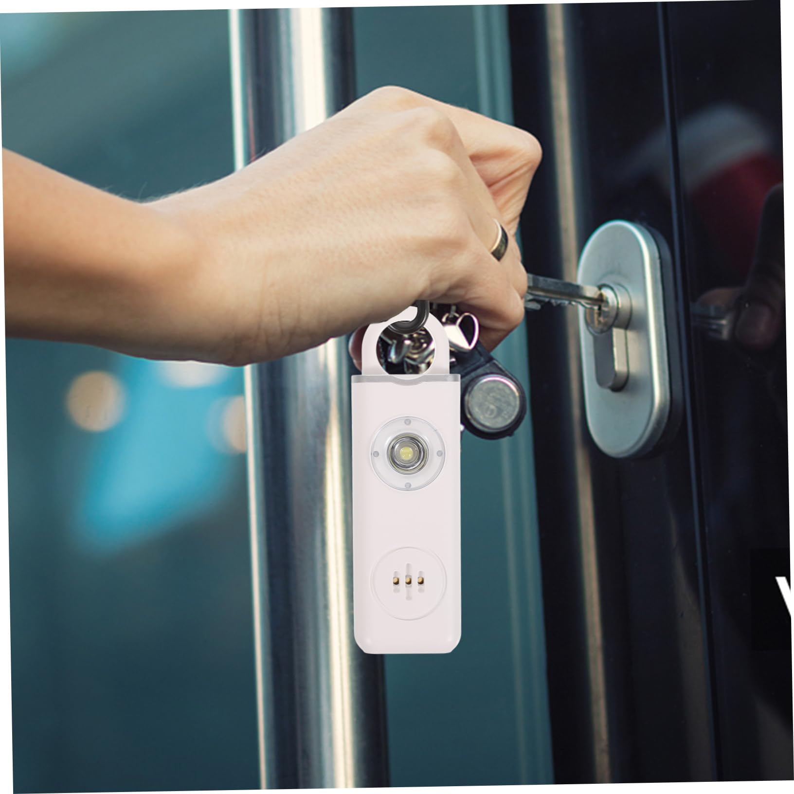 Beaupretty Allarme Personale Ricaricabile con LED Dispositivo Sicurezza Portachiavi per Quotidiana Compatto e Facile per Anziani