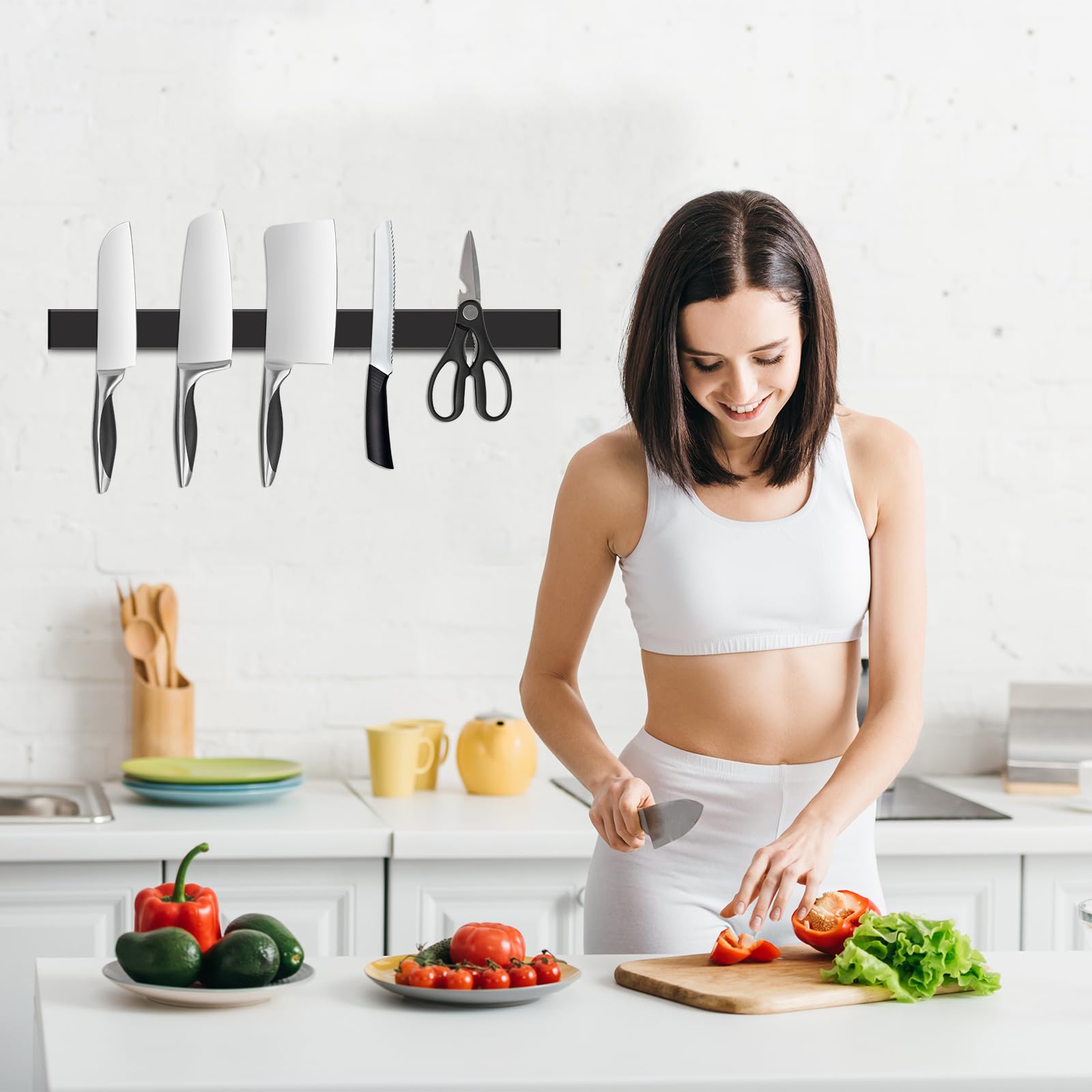 Portacoltelli Magnetico 50cm Autoadesivo - Barra Acciaio Inox Per Cucina Con Doppio Sistema Di Fissaggio