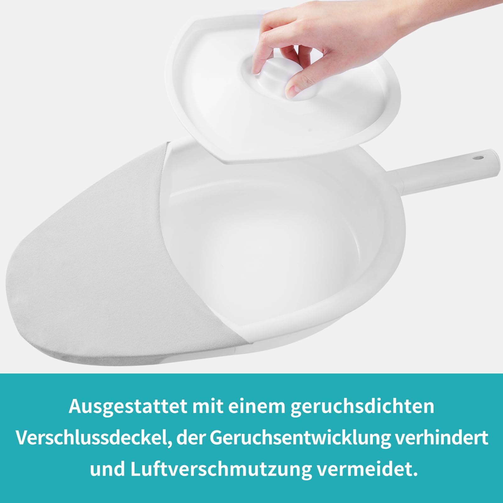 ENLUNTRA Bettpfanne für Erwachsene Fracture Bed Pan with Lid, Easy to use Men and Women Commode for Bedbound, Elderly, Disabled and Handicapped Users（Weiß）