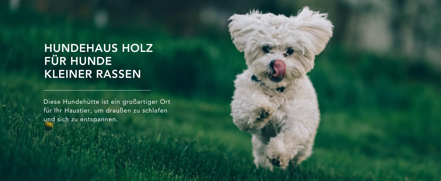 Hundehütte Outdoor kleine Hunde – Hundehaus Holz für Kleiner Rassen, wasserfestes Dach 76 x 99 x H80 cm, Größe S, Timbela M401-1