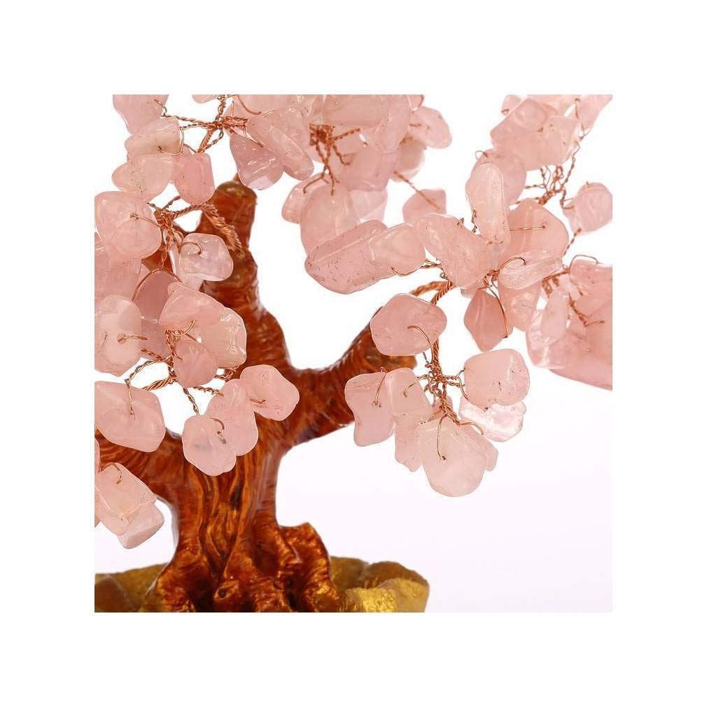 lachineuse Feng Shui Tree in Rose Quartz - Love and Fortune, Doré Et Rose Dominant, 10x10x17cm - Image 3