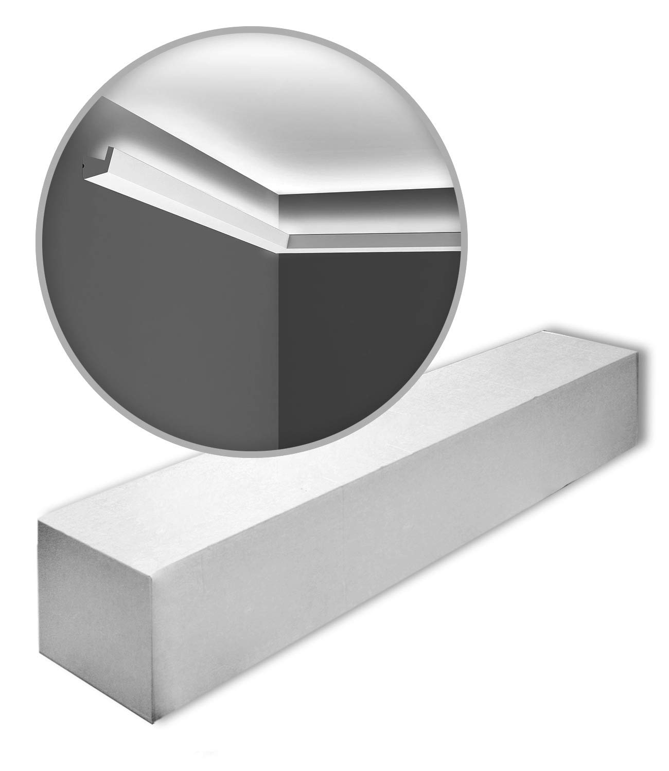 Perfil CX189 caja 50 metros molduras de polímero cornisa techo rodapié pared blanca